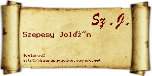 Szepesy Jolán névjegykártya