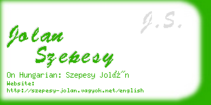 jolan szepesy business card